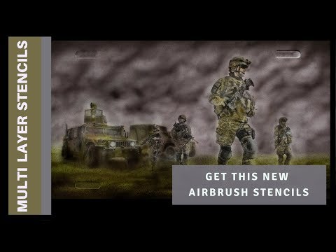 4 Soldiers walking foward - High Detail Airbrush stencil